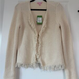 Lilly Pulitzer Cream Fringe Cardigan